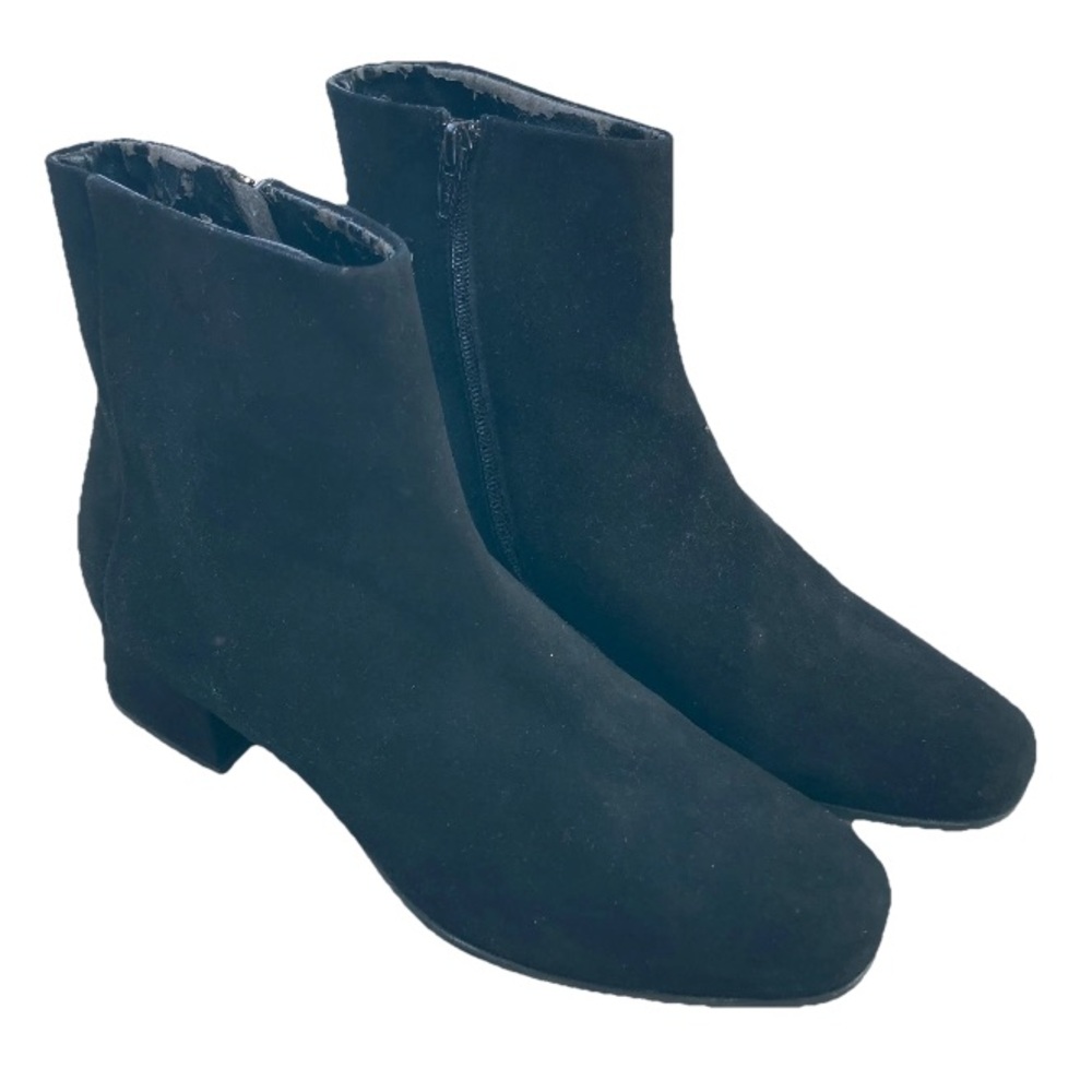CORDANI Italian Noelle Suede Leather Square Toe Chunky Heel Ankle Booties, 39